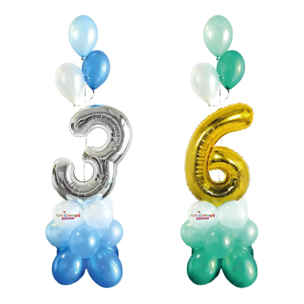 מעמד בלונים עם מספר