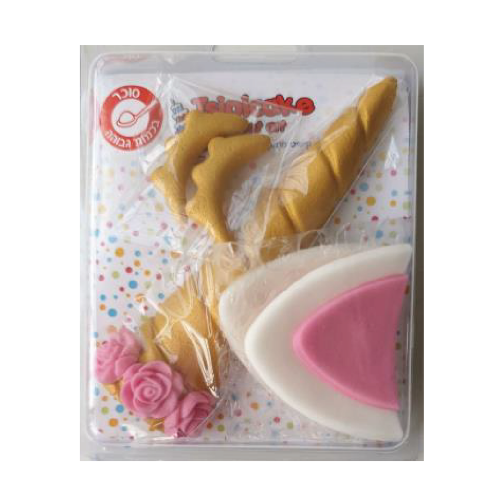 קישוט עוגה - ערכת חד קרן זהב