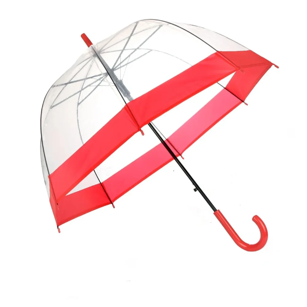 מטריה שקופה מתקפלת עם פס צבעוני