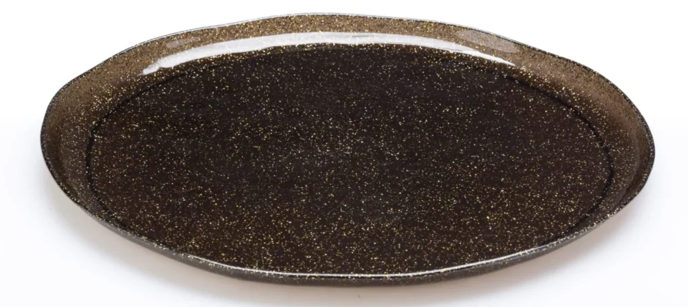 צלחת SOHO  שחור נצנצים זהב  - 23 ס"מ