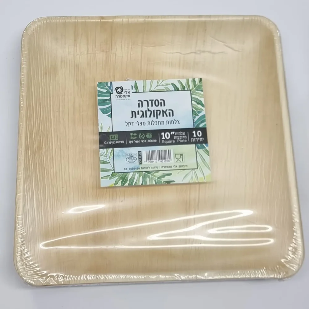 צלחת ריבוע מעלי דקל 25.5 ס"מ