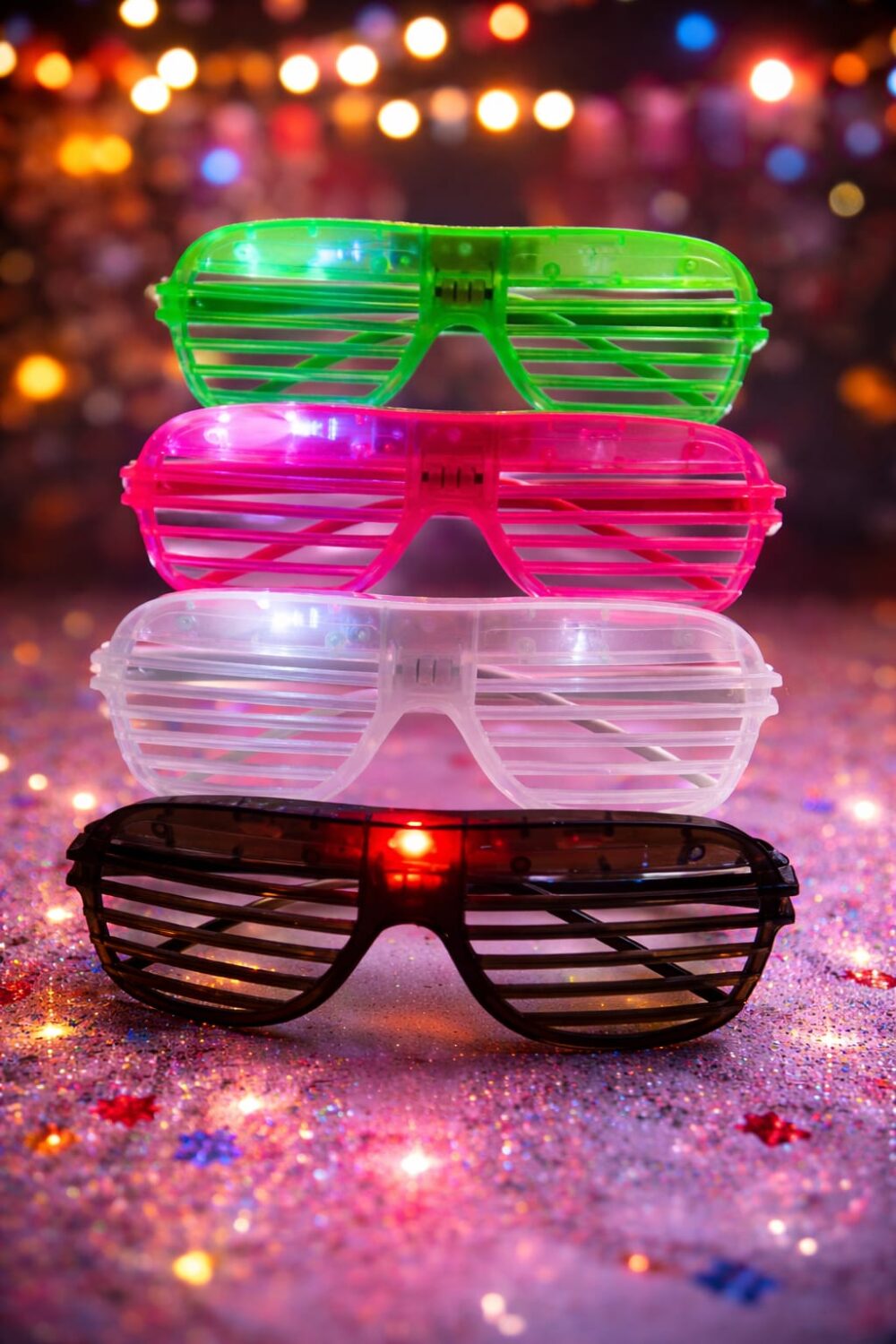 מארז 12 משקפי תריס עם תאורת LED | אביזר זוהר למסיבות ואירועי ערב