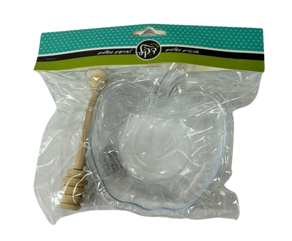 Alternative view of קערית תפוח שקוף + מקל דבש עטוף 10X10 ס"מ