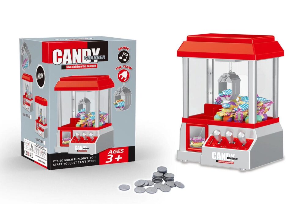 מכונת ממתקים מנגנת עם מנוף לשליפת ממתקים