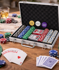מזוודת פוקר אלומיניום 300 ז׳יטונים – סט Texas Hold’em מקצועי