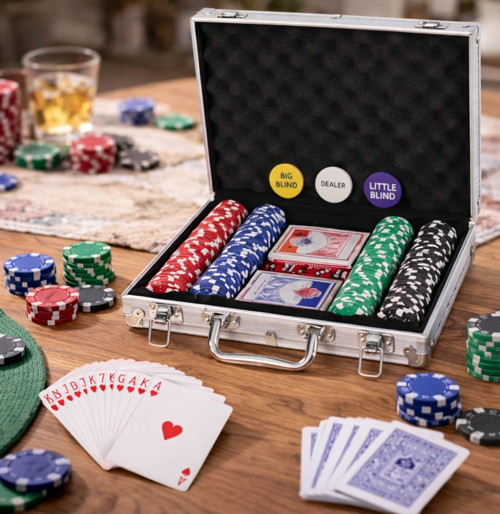 מזוודת פוקר אלומיניום 200 ז׳יטונים – סט Texas Hold’em מקצועי