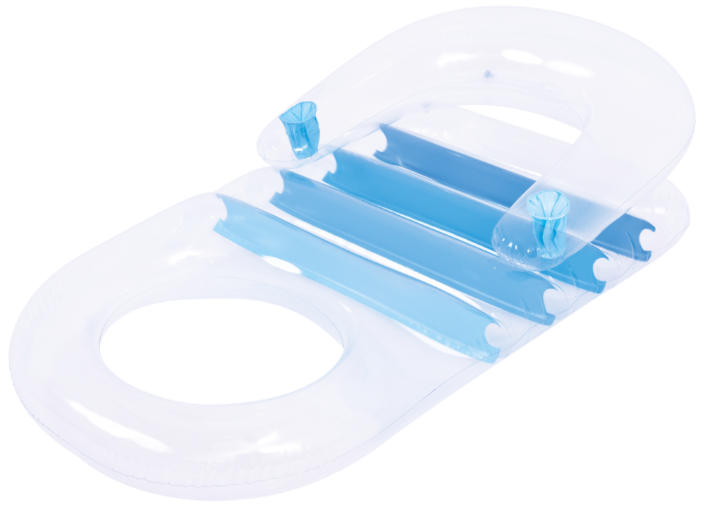 מזרן בריכה מהודר בצבעי כחול לבן עם מקום לכוסות