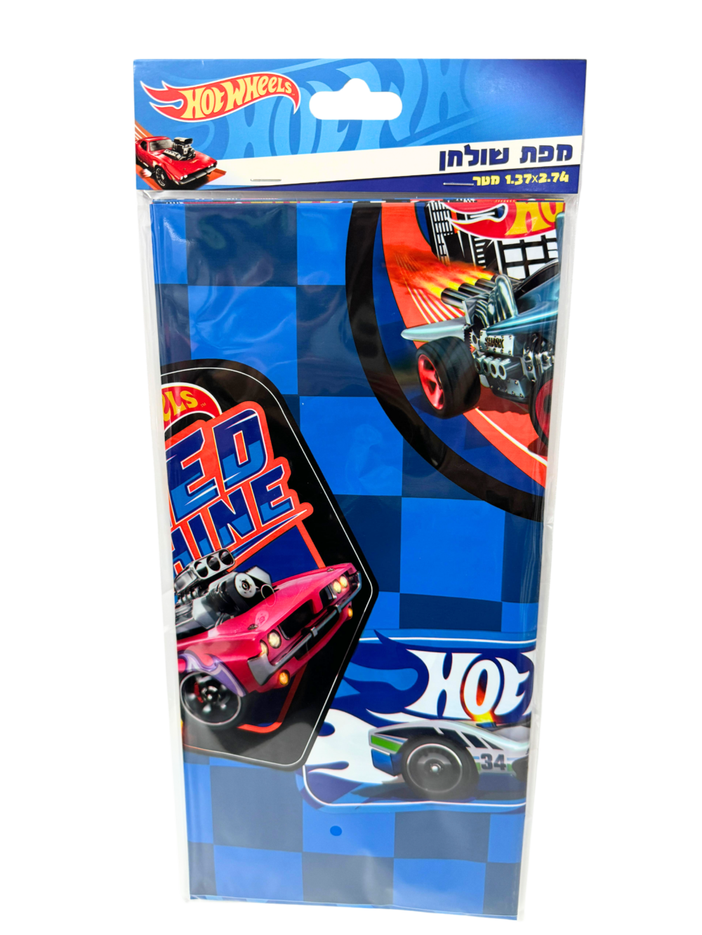 מכוניות HotWheels - מפת שולחן חגיגית וצבעונית מניילון