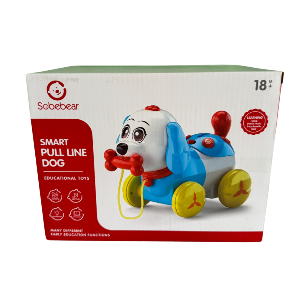 משחק התפתחותי לתינוק - כלבלב מנגן עם חוט עצם