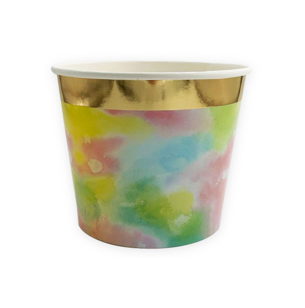 כוס קאפקייקס קרטון לאפייה - צבעונית בעיטור זהב