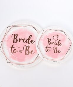 מארז צלחות קטנות 8 יח' למסיבת רווקות Bride to be