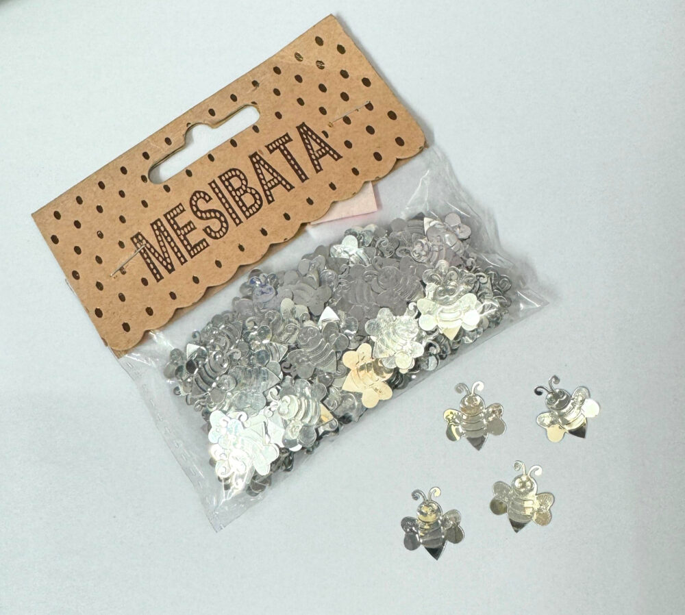 קונפטי לעיצוב ויצירה דבורים - צבע כסף
