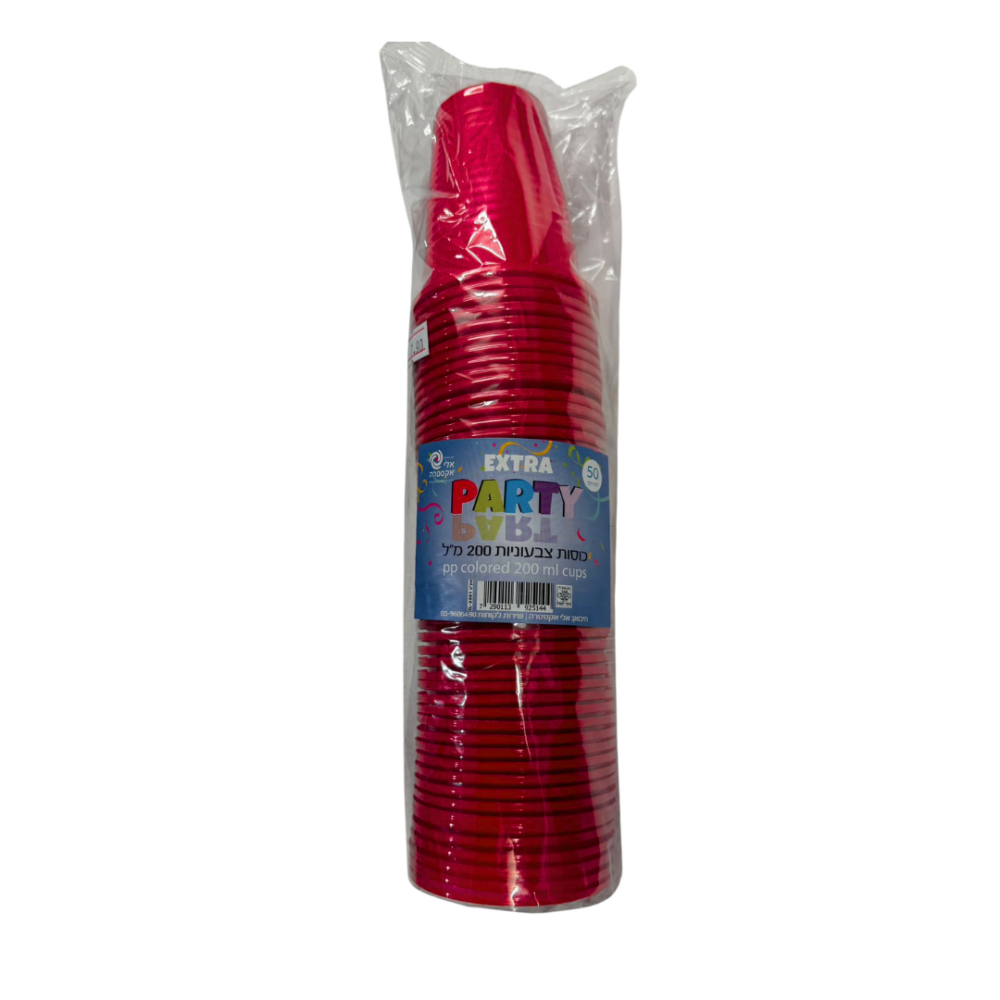 חבילת 50 כוסות פלסטיק איכותיות בצבע אדום