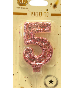 נר נצנץ ורוד לעיצוב וקישוט העוגה – ספרה 5