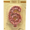 נר נצנץ ורוד לעיצוב וקישוט העוגה – ספרה 6