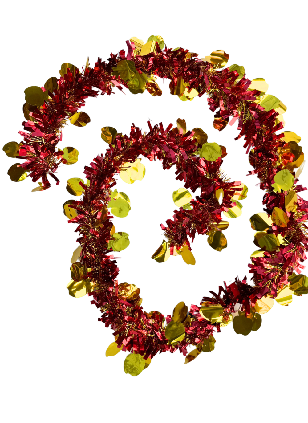 גרילנדה לעיצוב וקישוט צבע באדום וזהב עם עיטורי עיגול