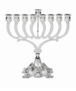 חנוכייה מעוצבת רגל משולש כסף מבריק