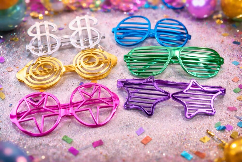 מארז משקפי מסיבה צבעוניים – 12 יחידות