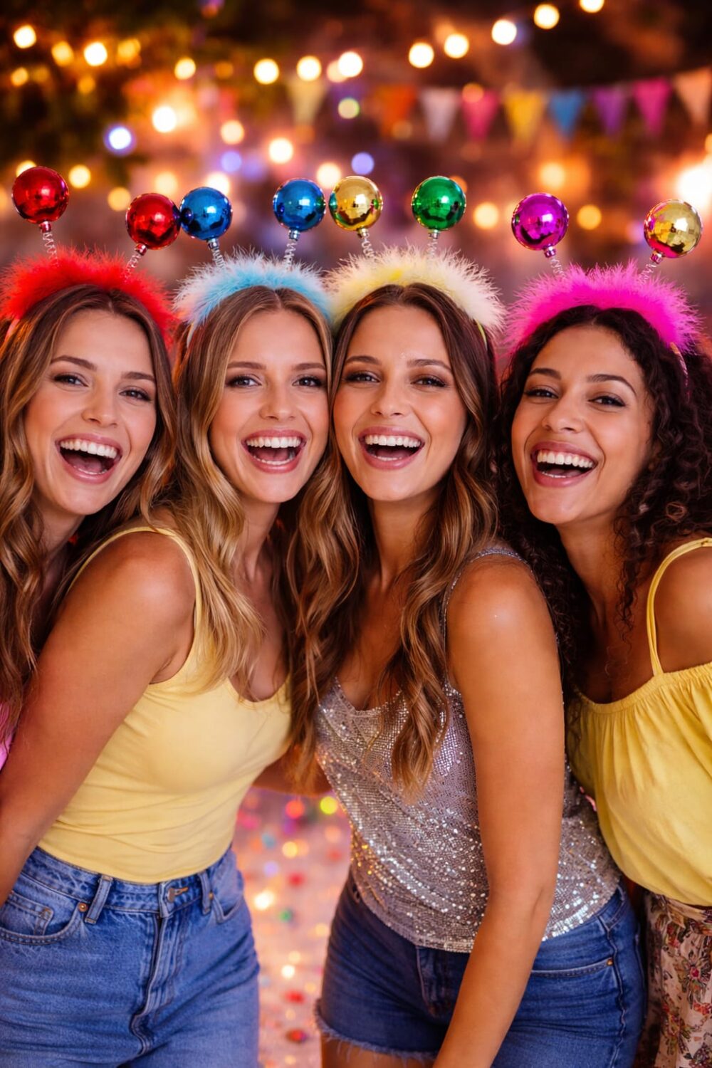 מארז 12 קשת דיסקו צבעונית עם כדור קפיצי | אביזר מסיבה זוהר ושמח