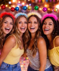 מארז 12 קשת דיסקו צבעונית עם כדור קפיצי | אביזר מסיבה זוהר ושמח