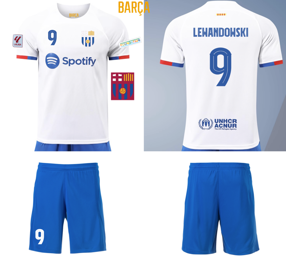 חליפת כדורגל ברצלונה לילדים - רוברט לבנדובסקי 9 - מידה 10