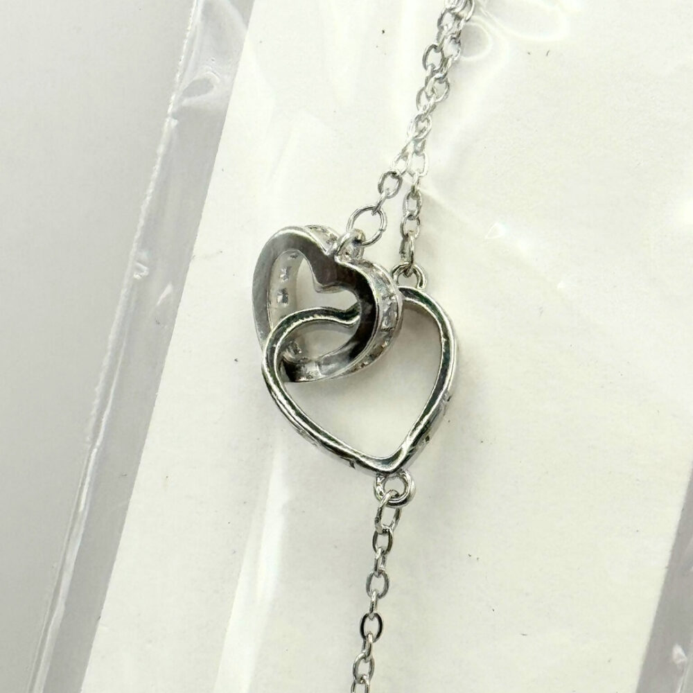 Alternative view of צמיד ציפוי כסף לב בתוך לב שיבוץ אבנים