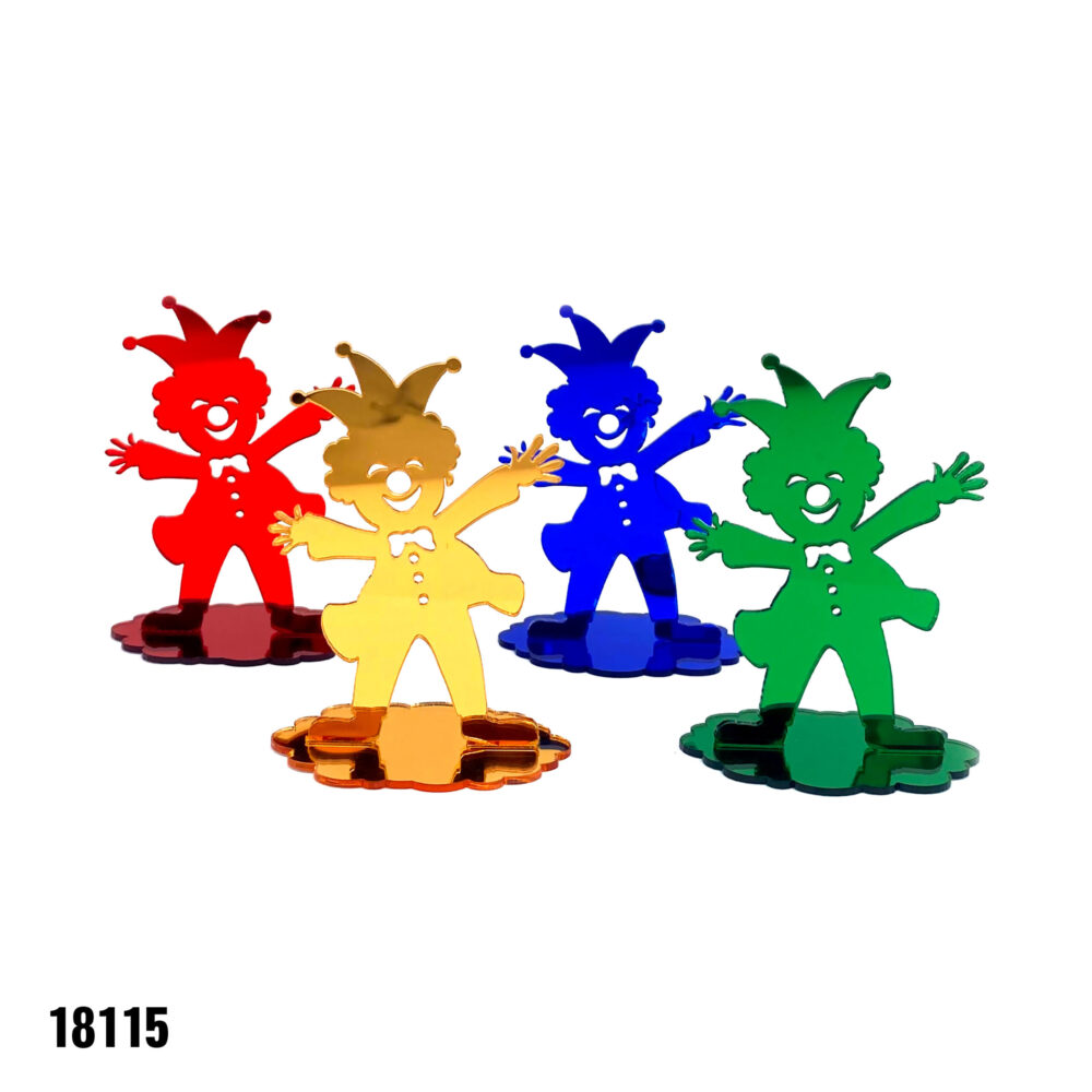 מארז 4 יח' קישוטי שולחן אקרילי ליצן צבעוני