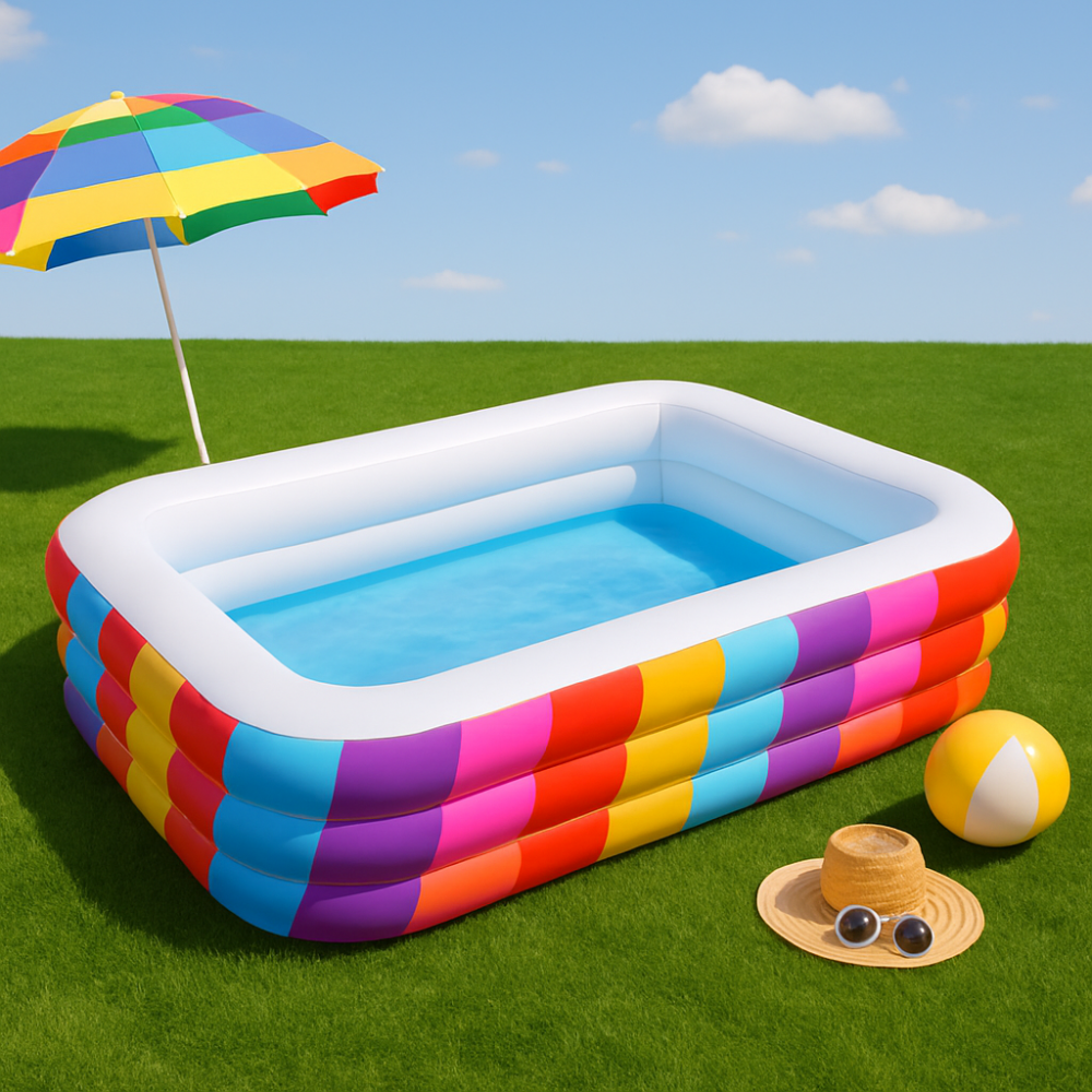 בריכה מתנפחת מרובעת צבעי הקשת 47*140*195