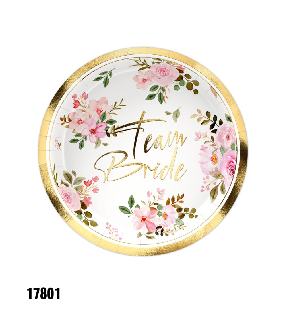 חב' 10 יח צלחות נייר Team bride פרחוני 9"