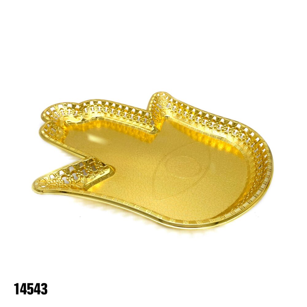מגש בצורת חמסה זהב 41*43