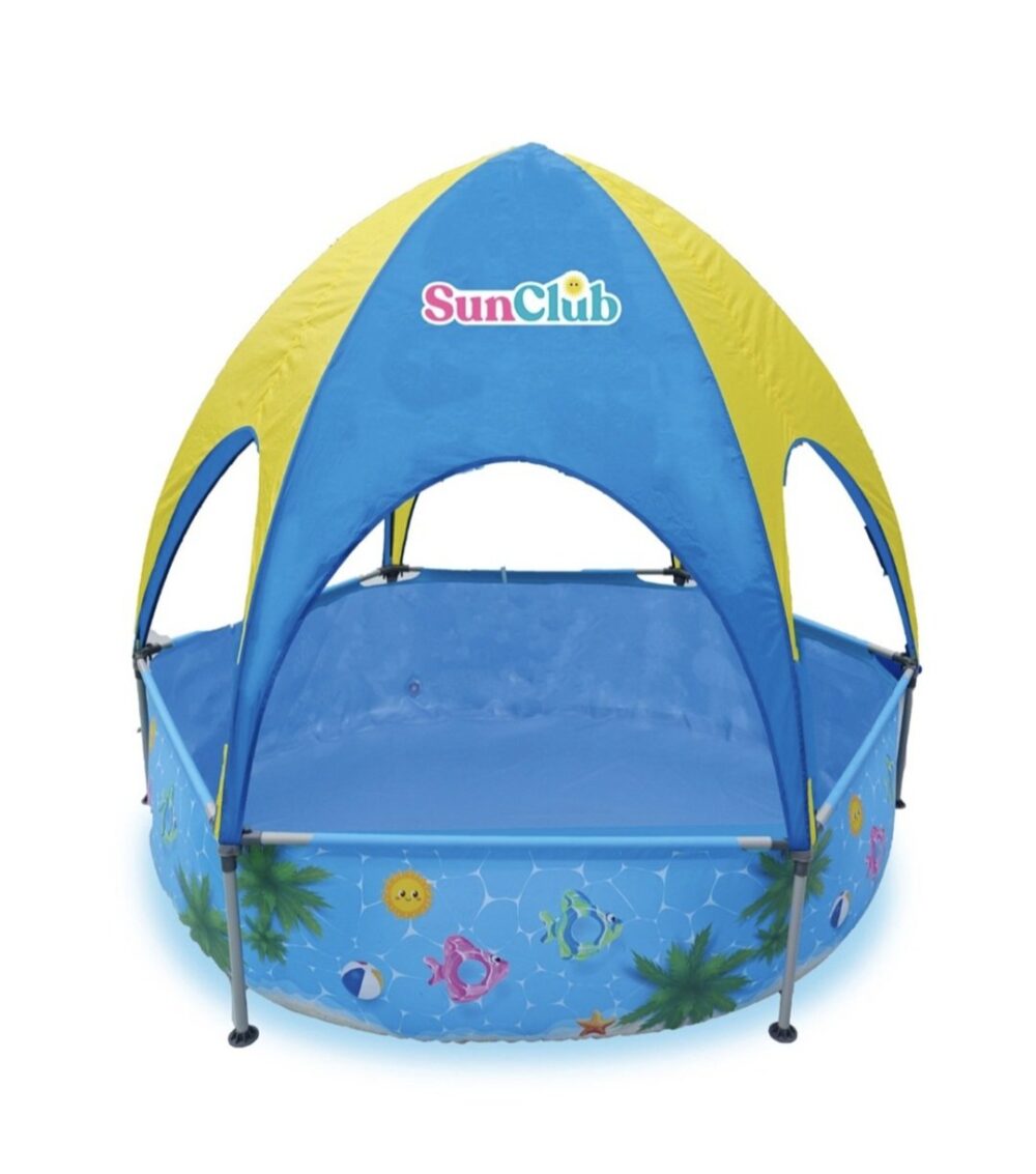 בריכת שמש בייתית על עמודים עם צל קוטר 240 ס"מ גובה 51