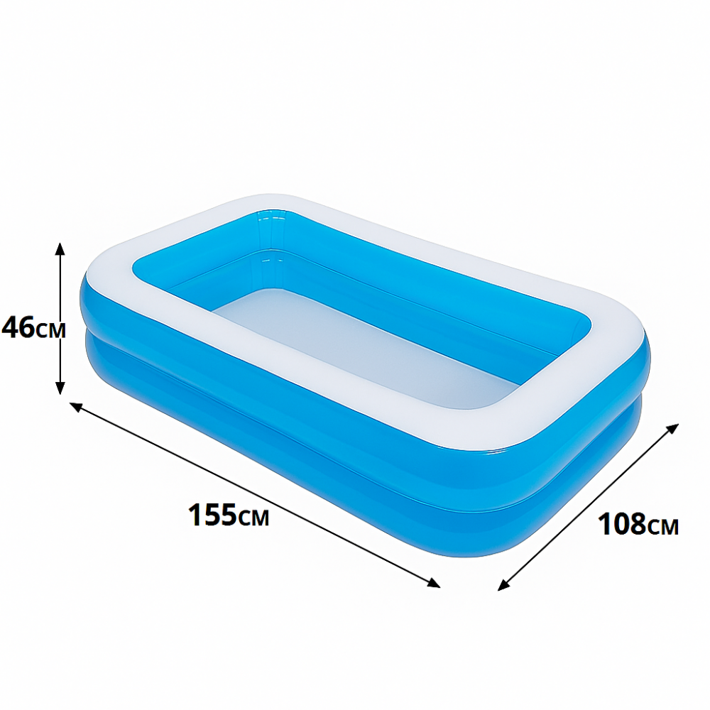 בריכת קיץ מלבנית מתנפחת – 155×108×46 ס"מ | מושלמת לילדים ולמרפסת