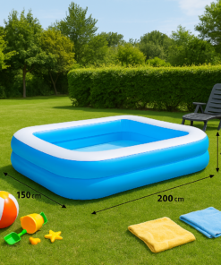 בריכה מתנפחת גדולה למשפחה – 200×150×50 ס"מ | לקיץ מושלם בגינה
