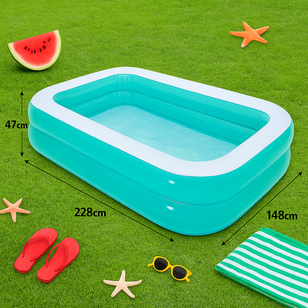 בריכה מתנפחת משפחתית XL – 228×148×47 ס"מ | חוויית מים מרעננת בגינה