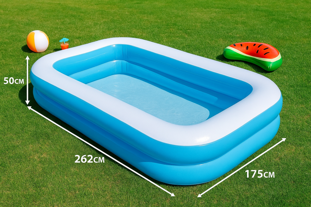 בריכה מתנפחת ענקית – 262×175×50 ס"מ | תכלת מרענן למשפחות