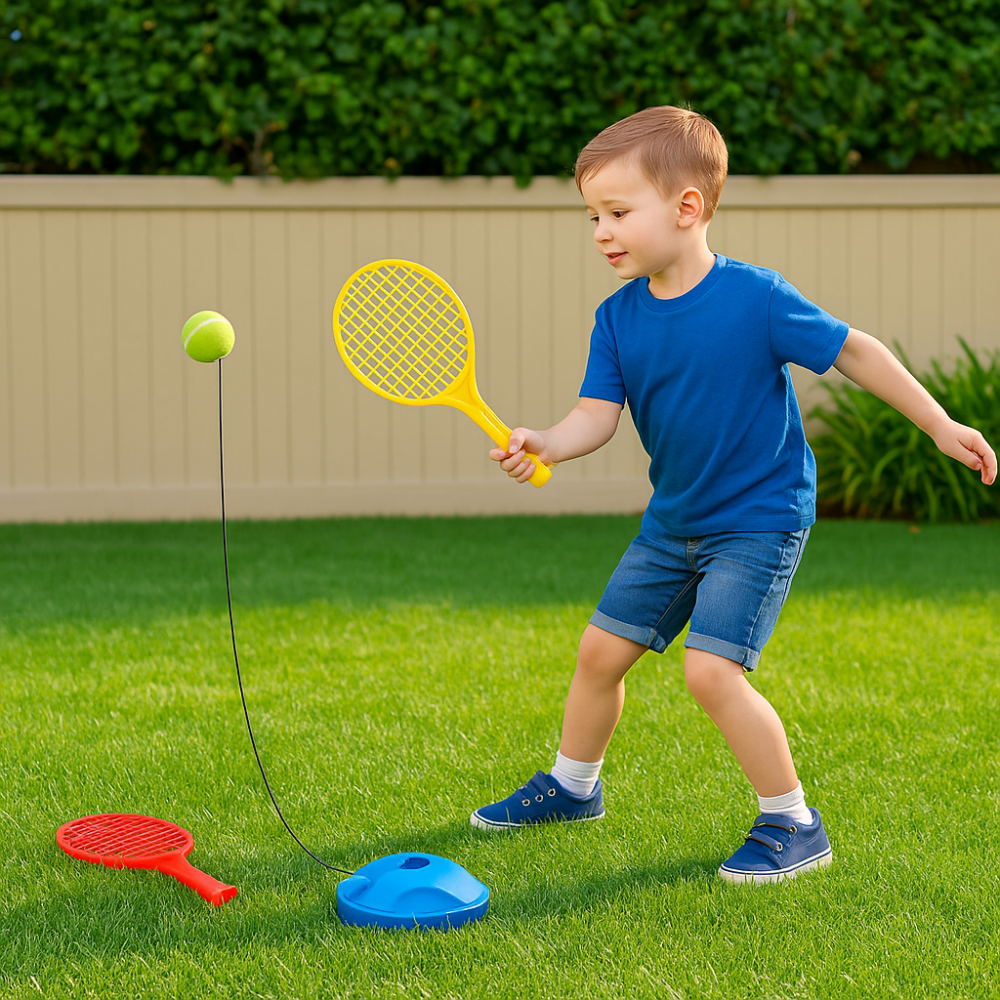 טניס לילדים – עם כדור קשור ובסיס יציב