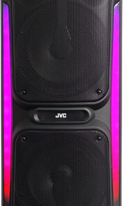 בידורית ניידת JVC עם מיקרופון אלחוטי ותאורה