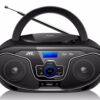 רדיו דיסק נייד JVC שחור עם USB ו-FM