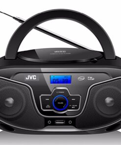 רדיו דיסק נייד JVC שחור עם USB ו-FM