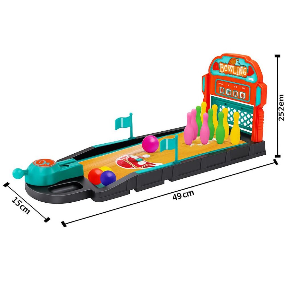 משחק באולינג שולחן צבעוני – מסלול פגיעה מדויק לילדים