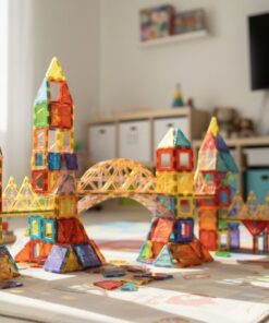 משחק הרכבה מגנטים המקורי - 100 חלקים צבעוניים - Magies