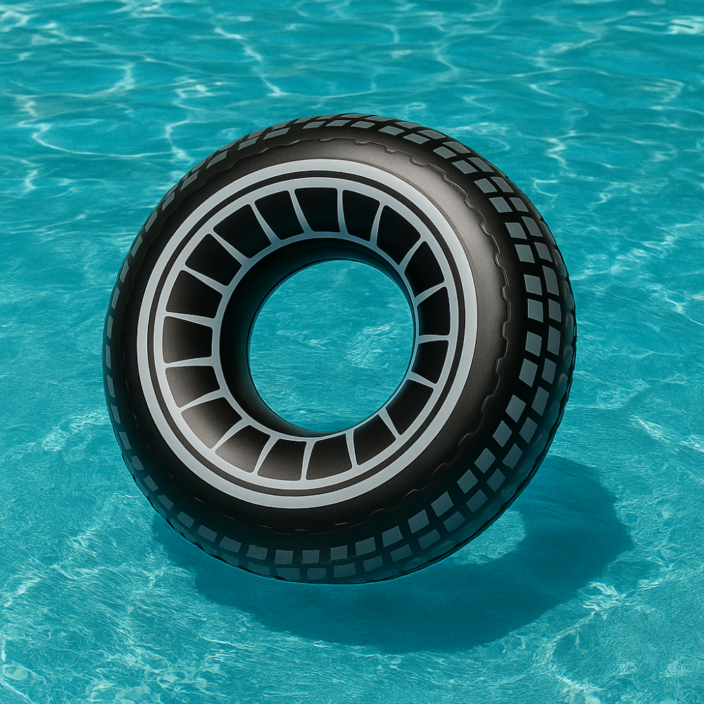 גלגל ים מתנפח בעיצוב צמיג שחור