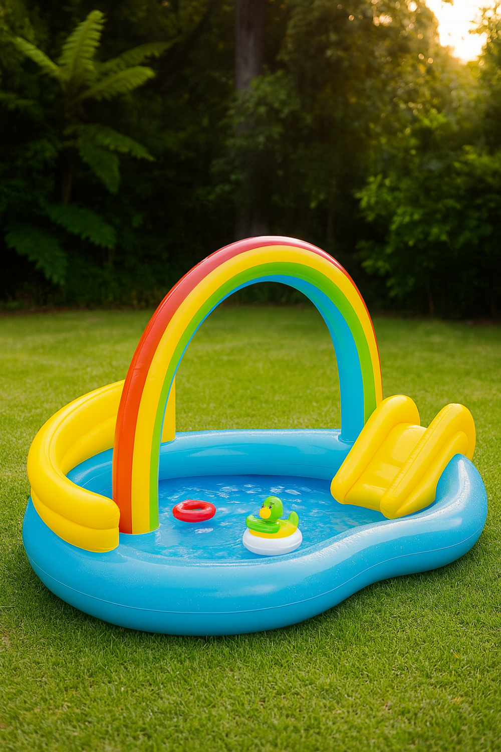 בריכת פעילות קשת בענן – מים, משחקים וצבעים בקיץ אחד קסום! 220*122*104