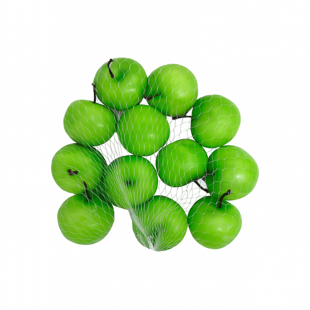 תפוחים ירוקים דקורטיביים מפלסטיק – קוטר 5.5 ס"מ- 12 יחידות