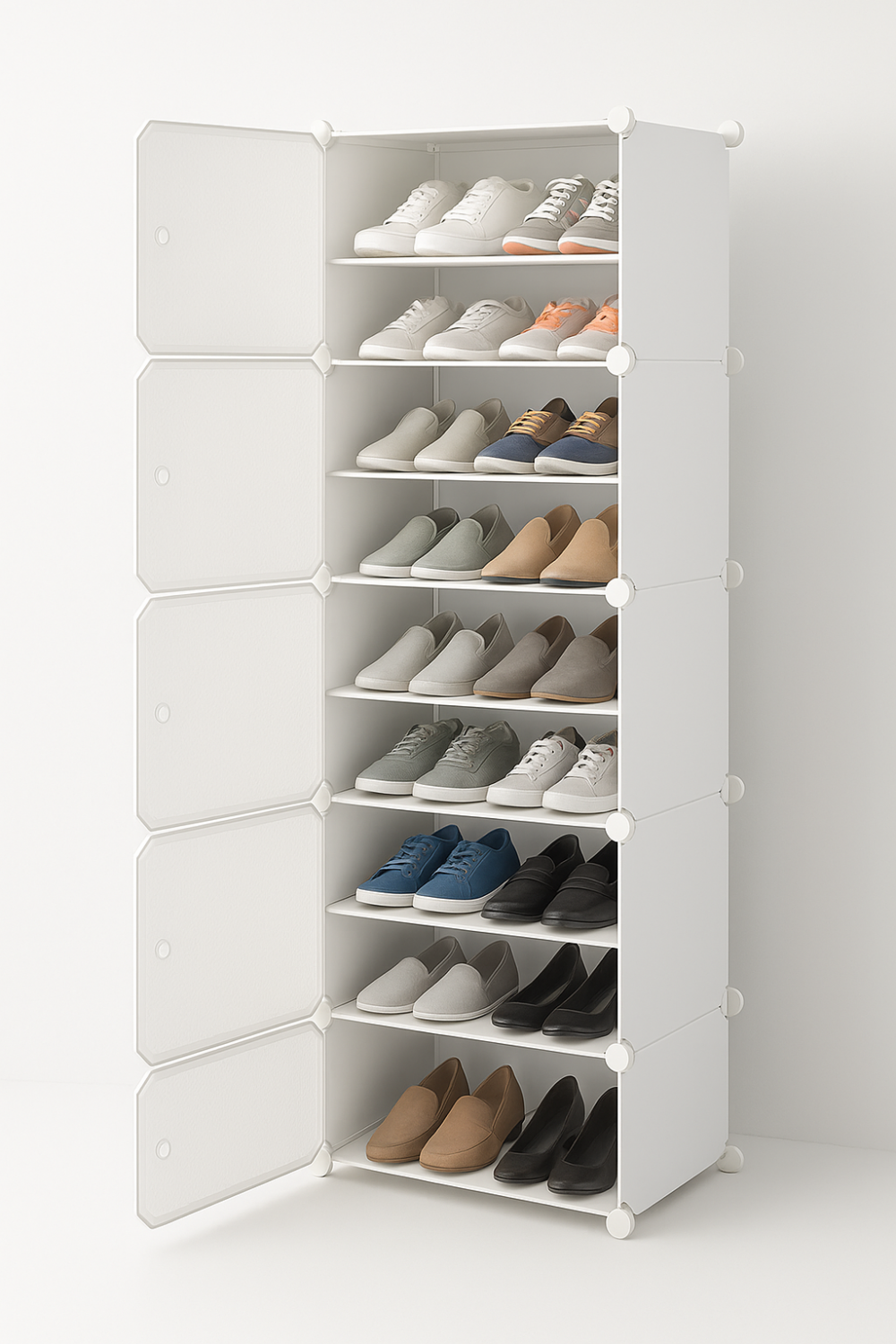 ארון נעליים לבן 10 קומות – עד 20 זוגות 156*32*44.5