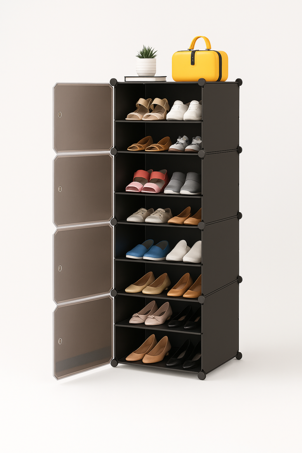 ארון נעליים שחור 10 קומות – עד 20 זוגות 156*32*44.5