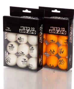 כדורי פינג פונג מקצועיים – חבילה של 12 – כתום ולבן