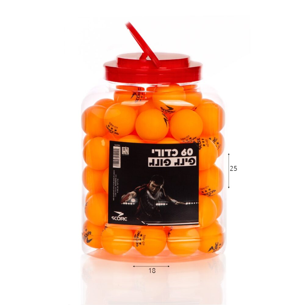 כדורי פינג פונג כתומים מקצועיים - 60 יחידות בדלי