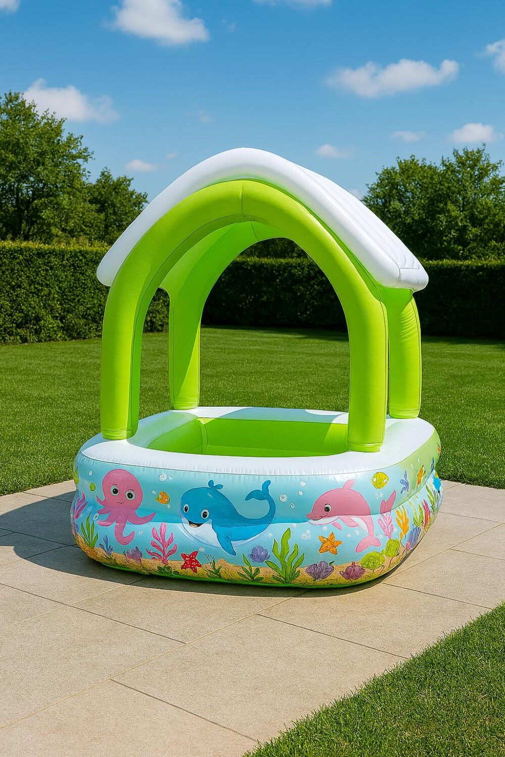 בריכת ילדים מוצלת מתנפחת עם גג – 143×143×123 ס״מ