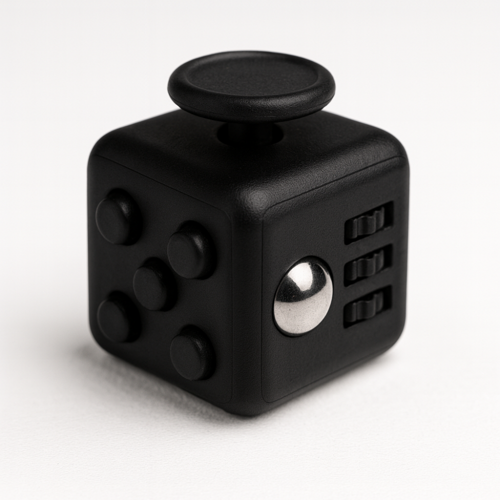 קוביית פידג'ט שחורה להפגת מתחים ולשיפור הריכוז